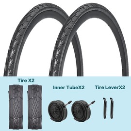 2 Pack 700x23C/25C/28C/35C/38C Bike Tires Plus Bike Inner Tubes Presta Valve 48mm or Schrader Valve 48mm Foldable Replacement Tires for Road Bicycle (700 X 35C 30TPI)