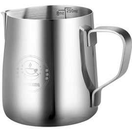 250ml Stainless Steel Milk Frothing Pitcher – Espresso Steaming Pitchers 8 Oz, Precision Pouring for Perfect Latte Art, Frother cup, Coffee Cappuccino Jug