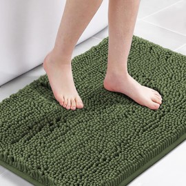 H.VERSAILTEX 20x32 Inch Loden Bath Mat Soft Shaggy Bathroom Rugs Non-Slip Chenille Plush Rugs Luxury Microfiber Washable Bath Rug for Floor Bathroom Bedroom Living Room