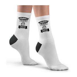 Hippowarehouse I Might look like I'm listening But in my Head I'm thinking about cheese Socks Printed Childrens 26.5cm breathable Novelty Sock Gift