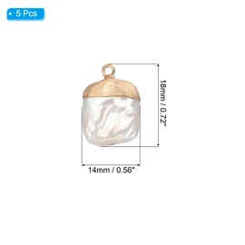 PATIKIL Natural Freshwater Pearl Charm, 5 Pcs Culture Square Pearl Beads Links Connectors with Hole for Necklace DIY Ocean Pendants Jewelry Making, Beige