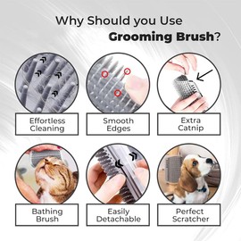 iDopick 4 Pack Cat Self Groomer with Catnip, Wall Corner Massage Comb Scratcher for Shedding Grooming, Softer Massager Comb for Short Long Haired Cats Fur Pets Dog Kitten Puppy