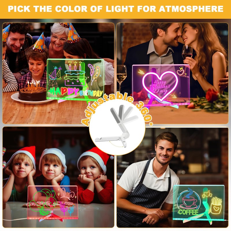 YUYIUS LED Acrylic Message Board, Light Up Acrylic Dry Erase