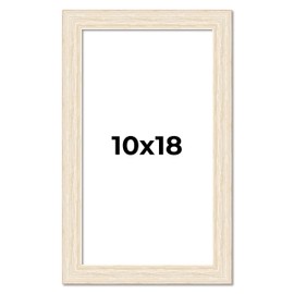 10x18 Distressed/Aged White Washed Wood Picture Frame with UV Acrylic Plexiglass, Foam Board Backing and Hardware Included