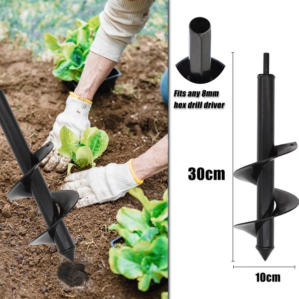 Auger Drill Bit for Planting 10x30cm Garden Auger Spiral Drill