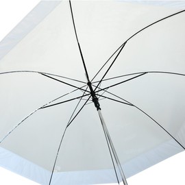 Barton Outdoors Rain Umbrella - Clear and White - 48" Across - Rip-Resistant - Auto Open - Light Strong Metal Shaft and Ribs - Resin Handle