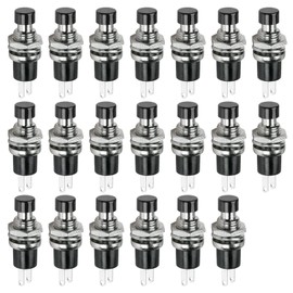 Mini Push Button Momentary Switches, Ampper 2 Pin On Off 1A 250V AC 7MM Round SPST Normal Open Momentary Pushbutton Switches (Black, Pack of 20)