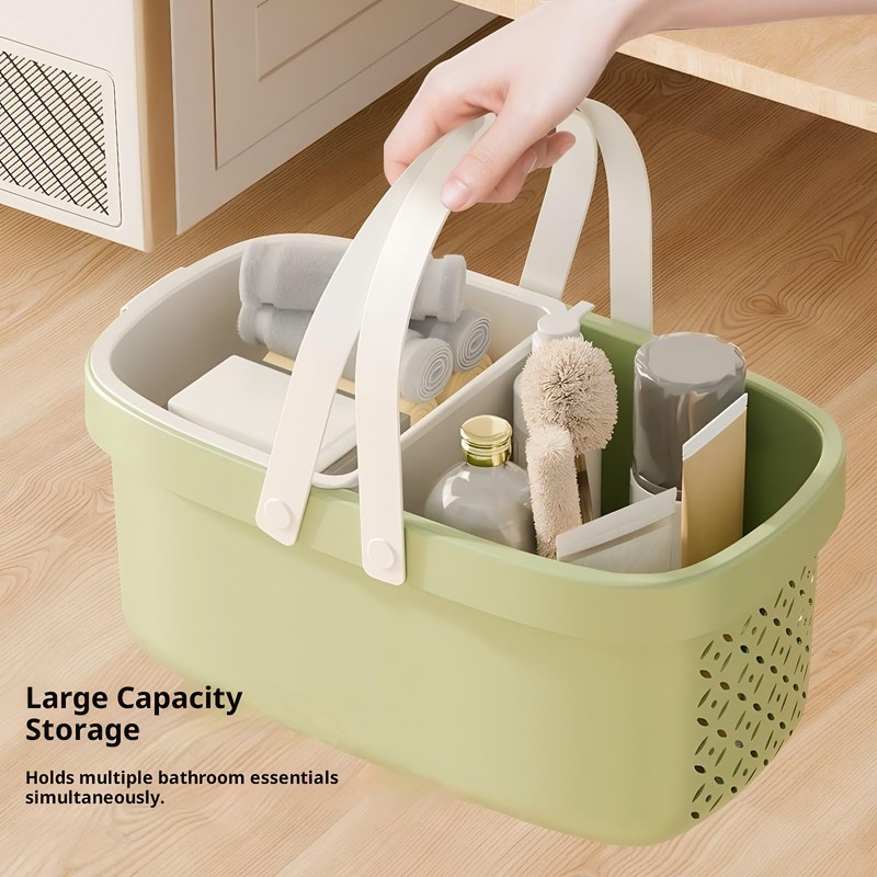Plastic Shower Caddy Basket,Storage Basket with Handle Green