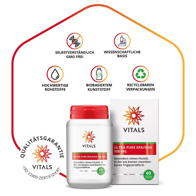 Vitals Ultra Pure EPA/DHA - 700 mg, 60 Softgel Capsules.