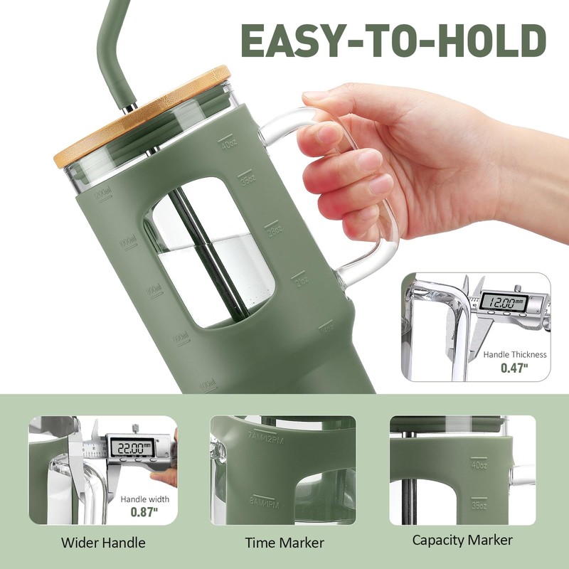 WINSA Glass Tumbler with Straw and Lid, 40 oz glass