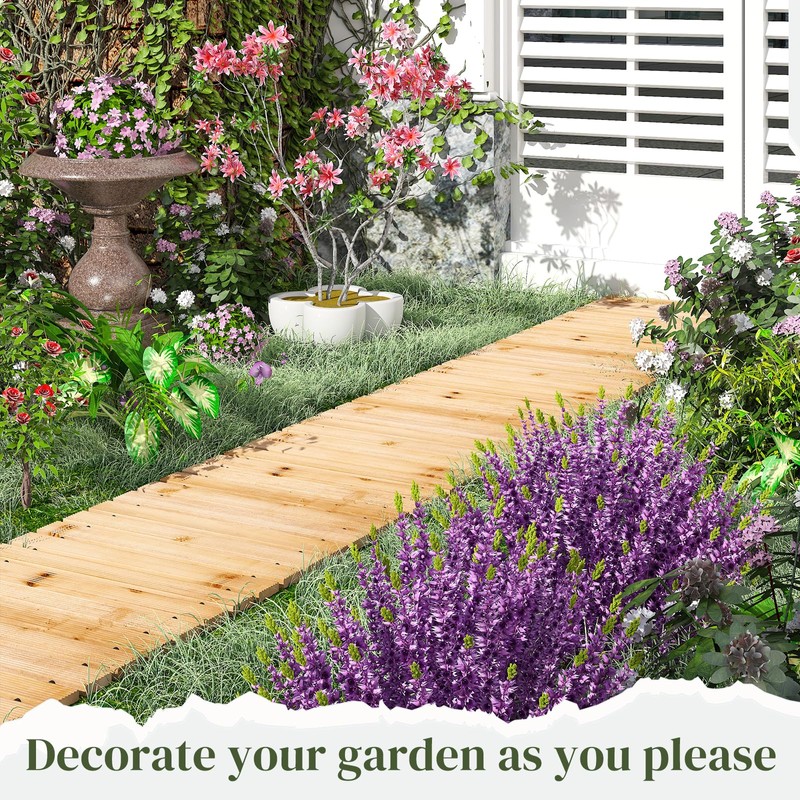 8FT Wooden Garden Pathway,Non-Slip Straight Garden Walkway,Garden Paver