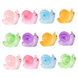 CAXUSD 12pcs Glowing Miniature Snail Figurines Resin Craft Tiny Animal Decor for Gardens Yards and Dollhouses Realistic Night Glow Landscape Accessories