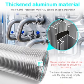 Hehoroo Pellet Stove Fresh Air Intake Kit, 2 "x 60" Exhaust Tube, External Rain Cover and Spiral Hose Clamp for Pellet Stove