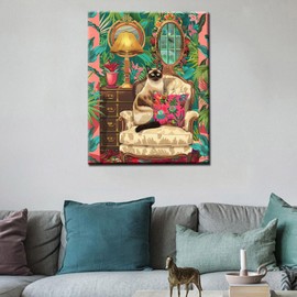 Tucocoo Lovely Kitten Paint by Number Kit for Adult Green Leaves Room Jungle Paint by Number,Funny Pet on Canvas for Creative Wall Art Home Decor Gift for Friends and Family 16x20 Inch (DIY Framed)