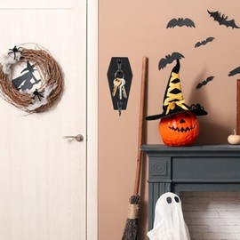 WJnflQN Black Coffin Goth Wall Hooks - Coffin Key Holder Rustic Black Wooden Hooks Gothic Decor - Wooden Gothic Home Decor Multifunctional Hooks for Sturdy, Bedrooms Living Rooms