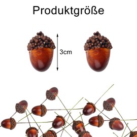 Ovanda Pack of 30 Artificial Acorns Autumn Decoration, Artificial Acorns with Natural Acorn Cap, Autumn Decor, for Autumn Decoration, Thanksgiving Scatter Decoration, Fall Decor, Autumn Decoration