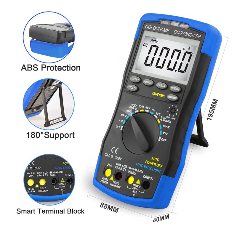 Digital Multimeter Voltmeter TRMS 6000 Counting AC/DC NCV 1000V 20A