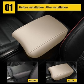 AOMSAZTO Beige Armrest Console Covers for CRV Honda 2017-2022 Leather Console Pad