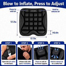 Airplane Seat Cushion, Air-Cell Travel Cushion for Long Flights, Inflatable Portable Seat Pad with Built-in Pump for Air Travel, Car, Office Chair and Wheelchair