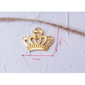 Ruwado 30 Pcs Crown Charms for Jewelry Making Kit Bulk Gold Metal Small Hollow 0.9 x 0.7 Inch Elegant Tiara Pendants for Bracelet Necklace Keychain Earring DIY Making Supplies (Gold)