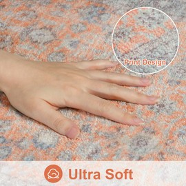 Uphome Boho Bathroom Runner Rug Mat 18x47, Non-Slip Soft Shaggy and Comfortable Large Size Microfiber Vintage Farmhouse Bath Rug, Super Absorbent and Thick, Machine Washable, Long Bath Mat, Orange