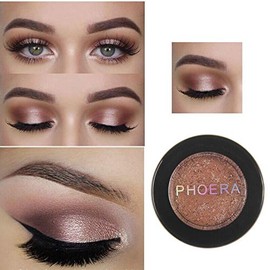 PHOERA Super Vibrant Ultra-Metallic Eyeshadow Long Lasting Waterproof Shimmer High Pigment Glitter Eye Shadow Palette Cosmetic Makeup AQUAPURITY - (104 NICOLE)