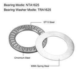 uxcell NTA1625 Thrust Needle Roller Bearings with Washers 1" Bore 1-9/16" OD 5/64" Width 2pcs