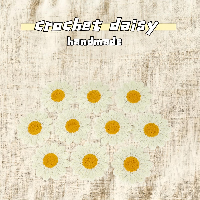 10 Pcs Cute Crochet Daisy Patches for Clothing, Sew-on Floral