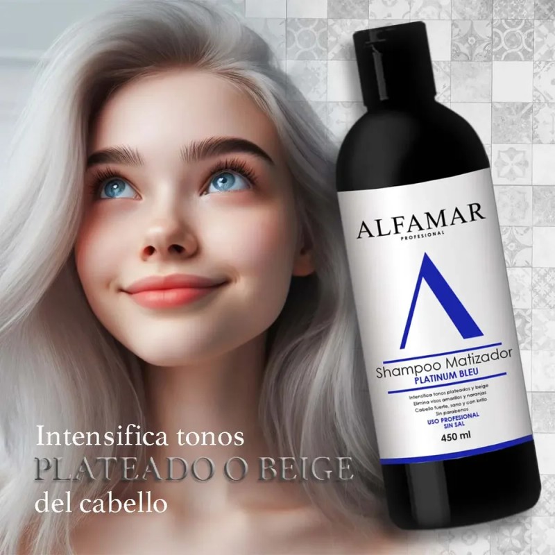 Shampoo Matizador Bleu Alfamar Intensifica Plata Rubio Beige