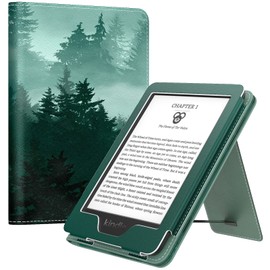 MoKo Case Compatible with 6 Inch Kindle 11th Gen 2022/10th Gen 2019/8th Gen 2016, Slim PU Tablet Protective Case with Auto Sleep/Wake Wrist Strap for Kindle 11/10/8, Green Forest