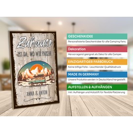 schilderkreis24: Rustic Wooden Sign - 'Zuhause ist da wo wir parken' - The perfect decoration for campers