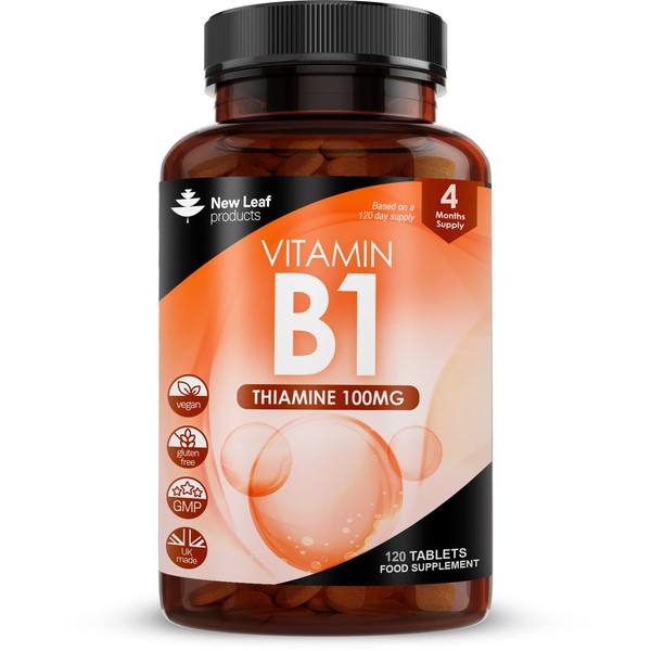 Vitamin B1 Thiamine Supplement 100mg (4 Months Value Supply) Thiamine Vitamin B1 High Strength – Heart Health, Healthy Nervous System, Immune Health, Energy Release Vegan, Gluten-Free, UK,120 Tablets
