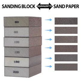 JJUNW Pack of 6 Sanding Sponges Wood, 6 Different Sanding Sponges Reusable Sanding Blocks Hand Sander Emery Paper Wood for Polishing Various Materials (60/80/100/120/180/220)