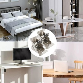 DXIA Pack of 2 Folding Fittings, Table Flap Fittings, Foldable Support Bracket Shelf, Folding Locking, Leg Fittings and Corner Connectors, for Table Legs and Benches, Table Leg Hinge, Silver