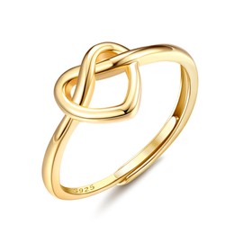 MILACOLATO 925 Sterling Silver Rings for Women Adjustable Thumb Heart Rings Engagement Gold Rings Eternity Promise Rings Silver Love Knot Rings for Anniversary Wedding-G