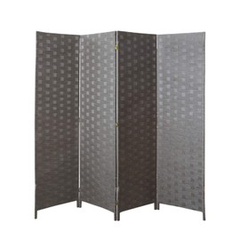 cocosica Paper Rope Room Divider, 4 Panel Wood Mesh Woven Design Screen with Double Sides Weaved, Foldable Portable Partition Divider Screen for Decorationg of Bedroom,LivingRoom,Office Separator