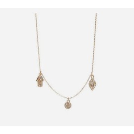 Nordstrom 14th and Union Gold Pave Hamsa & Evil Eye Charm Necklace Pendant 1513