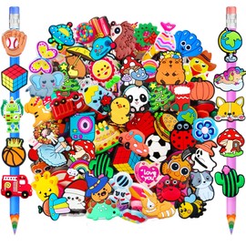 100 Pcs Pencil Toppers Decoration,Pen Straw Topper Clips Decor Bulk Pencils Topper Charm Accessories for Students Classroom Rewards Prize Shcool Supplies Gifts