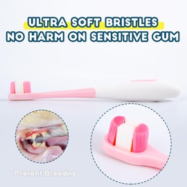 MoonyMars Small Dog Toothbrush, Puppy & Cat Tooth Brushing Kit, Ultra Soft Head Teeth Brush for Kitten & Tiny to Medium Pet, Doggy Toothbrushes Deep Dental Clean, 1 PCS, Pink