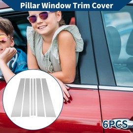 Hihaha Door Pillar Window Trim for Lincoln Navigator 1997-2017 Front Rear Left Right Anti Scratch Sticker Pillar Posts Door Outer Exterior Cover 6 Pcs Silver Tone