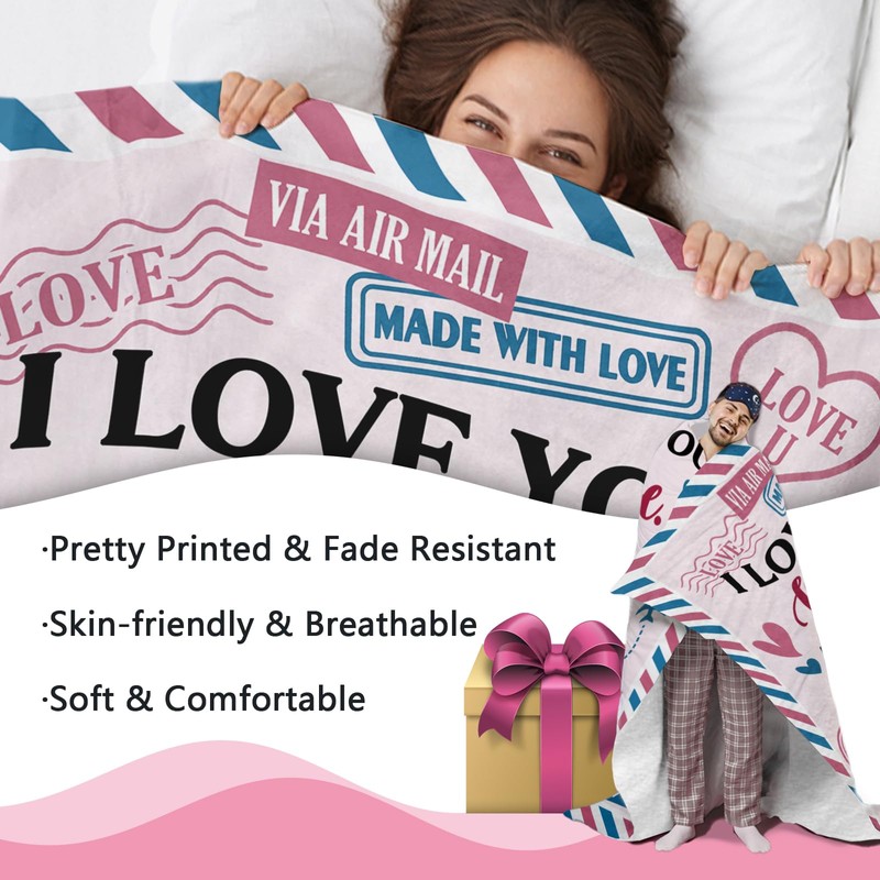 Zzkol Valentines Day Gifts Flannel Throw Blanket, I Love You