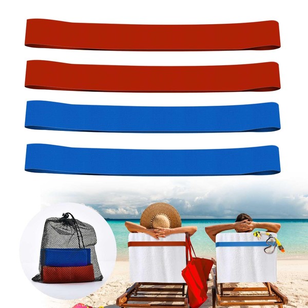 4 Pack Towel Bands for Beach, Pool & Cruise Chairs,