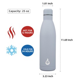 BJPKPK Insulated Water Bottle 25oz Stainless Steel Water Bottles Reusable Metal Thermos Water Bottle Keep Cold And Hot,Mist Grey