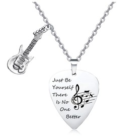 ZWYYW Singer Quotes Guitar Pick Necklace, Fans Gift Singer Music Merch Guitar Picks Necklace, Guitar Lover Gifts Guitar Pick Holder Necklace for Music Lover Friendship Birthday Gifts