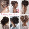 Messy Bun Hair Piece,2PCS Tousled Updo with Tendrils Hair Bun