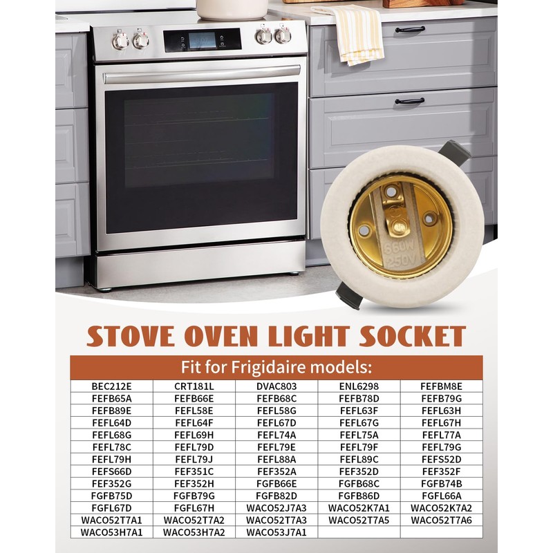 Oven Light Socket 316116400 Fit for Frigidaire Oven Model, Range