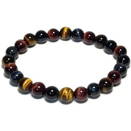 Shinjuku Ginnokura Natural Stone Bracelet, 0.3-inch (8 mm) Beads, Power Stones, Simple, Rubber Stone Silver, tiger-eye