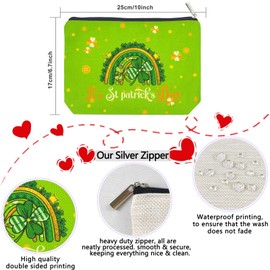 St Patricks Day Decorations Gifts Makeup Bag, Irish Gold Coins Green Shamrock Clove Cosmetic Pouch, St Patrick's Birthday Party Favors Supplies Accessories for Women, Her, Girls, Kids, Family, Friends