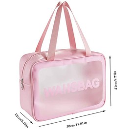 Clear Travel Toiletries Bag, Lightweight for Travel Waterproof Transparent Makeup Bag, Large Capacity Cosmetic Bag Cosmetic Pouch Hand Bag for Women Girls Ladies (Large)