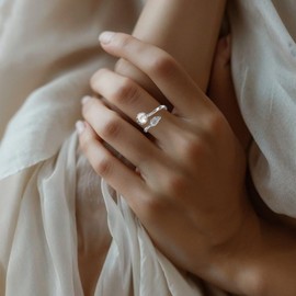 925 Sterling Silver Adjustable Leaf - 6 to 9 Ring Base - 6mm Round Bezel Cup Setting - DIY Blank Rings for Jewelry Making Supplies - Adjustable Fit - Ring Blanks for Stones